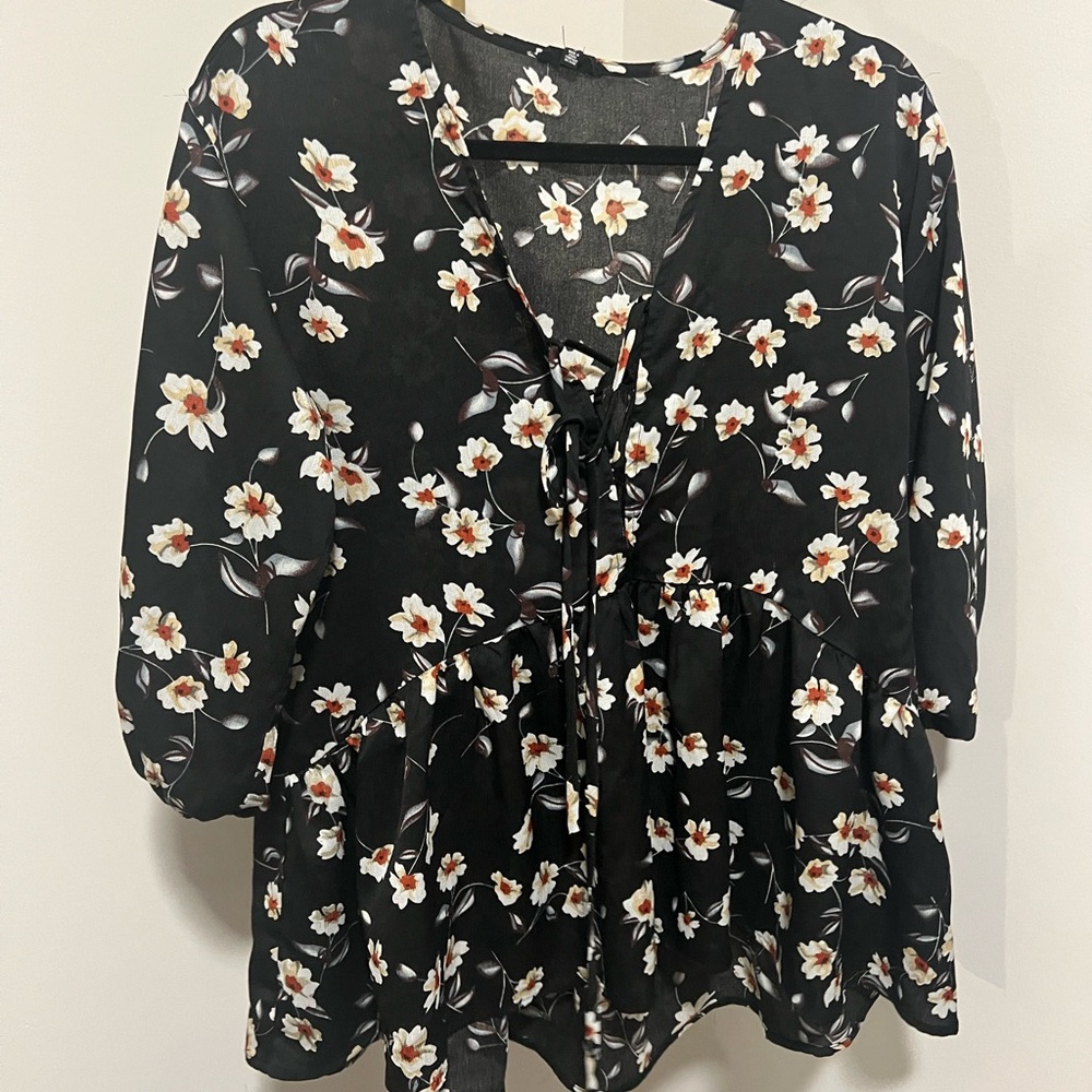 Floral Black Women's Top